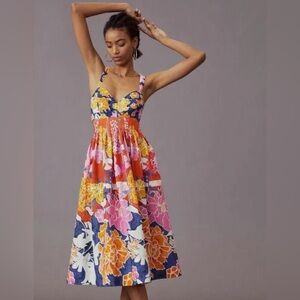 Excellent, Used Condition, Maeve by Anthropologie Size 2, Midi Floral Dress